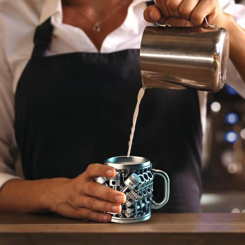 Кружка для кофе из нержавеющей стали с двигателями V8, креативная кружка для воды из смолы, забавная кружка для вина с двигателями V6, кофейная кружка, контейнер для воды, аксессуары