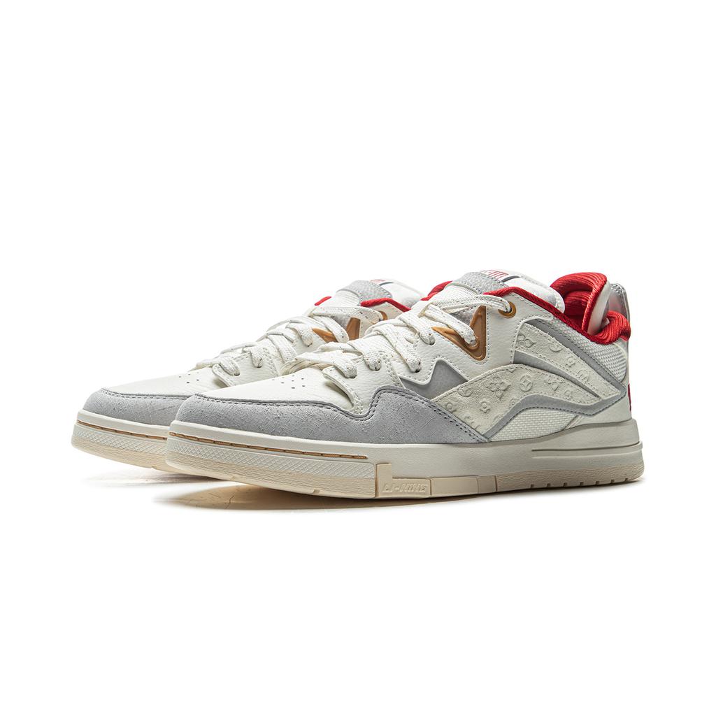 Li Ning Wave PRO Скользкая подошва Амортизация Устойчивость к истиранию Низкие Скейтборд кроссовки Мужские Белый Серый Красный AEPV019-3