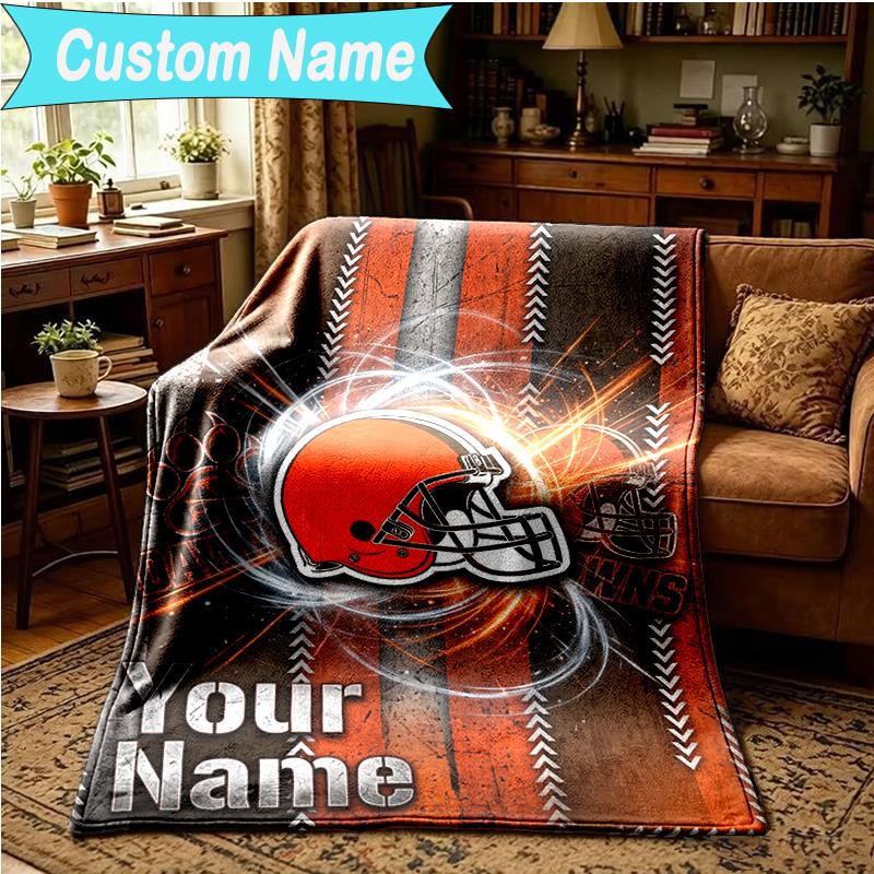 1PC Custom Name Blanket Cincinnati Browns Legacy Flannel blankets Patterns Throw Blanket All-Season Soft Gift for Couch, Bed, Camping, Birthday gifts