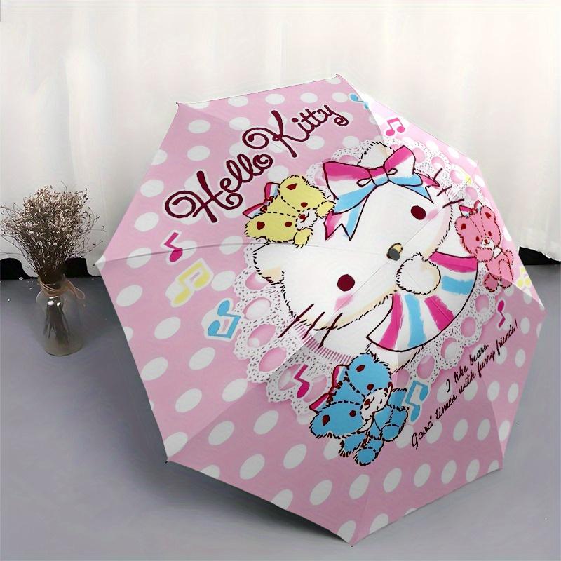 Hello Kitty,Cute Bears Automatic Folding Umbrella-Simple 8-Rib Design, Bright Cartoon Pattern, Durable Iron Frame, Suitable For Travel, Outd