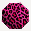 1pc Pink Leopard Print Automatic Umbrella - Auto Open/Close Folding Umbrella with Reinforced 8-Rib Frame, 074
