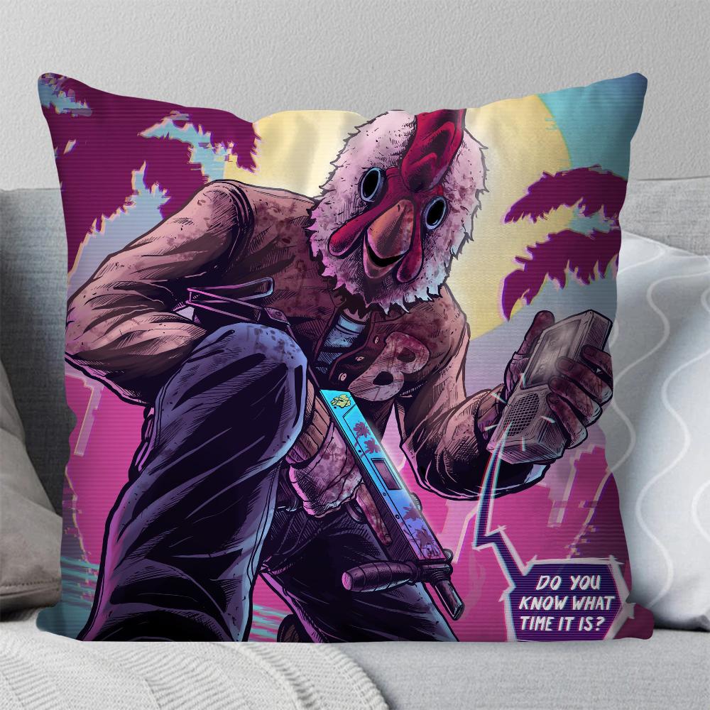 Игровой шутер H-Hotline Miami Наволочка Квадратная подушка Спальня Диван Отдых Комфорт Авто Гостиная Домашний Декор 40X40