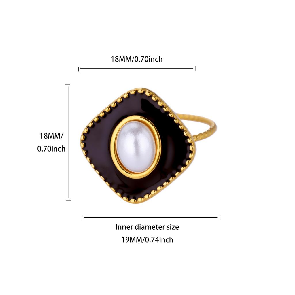 Винтажные кольца с жемчугом и эмалью для женщин, позолоченная нержавеющая сталь, геометрическое кольцо, гипоаллергенные свадебные рождественские украшения, подарок