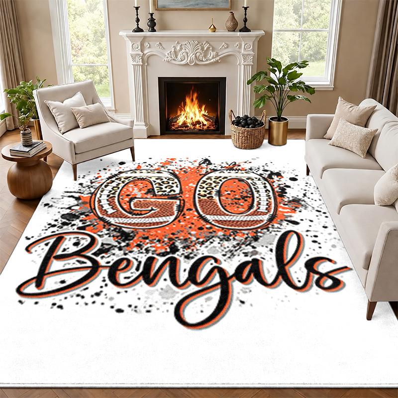 Cincinnati Bengals Carpet Door Mat for Living Room or Bedroom Protective Mat Under Chair Office Decoration Christmas Gift Birthday Present