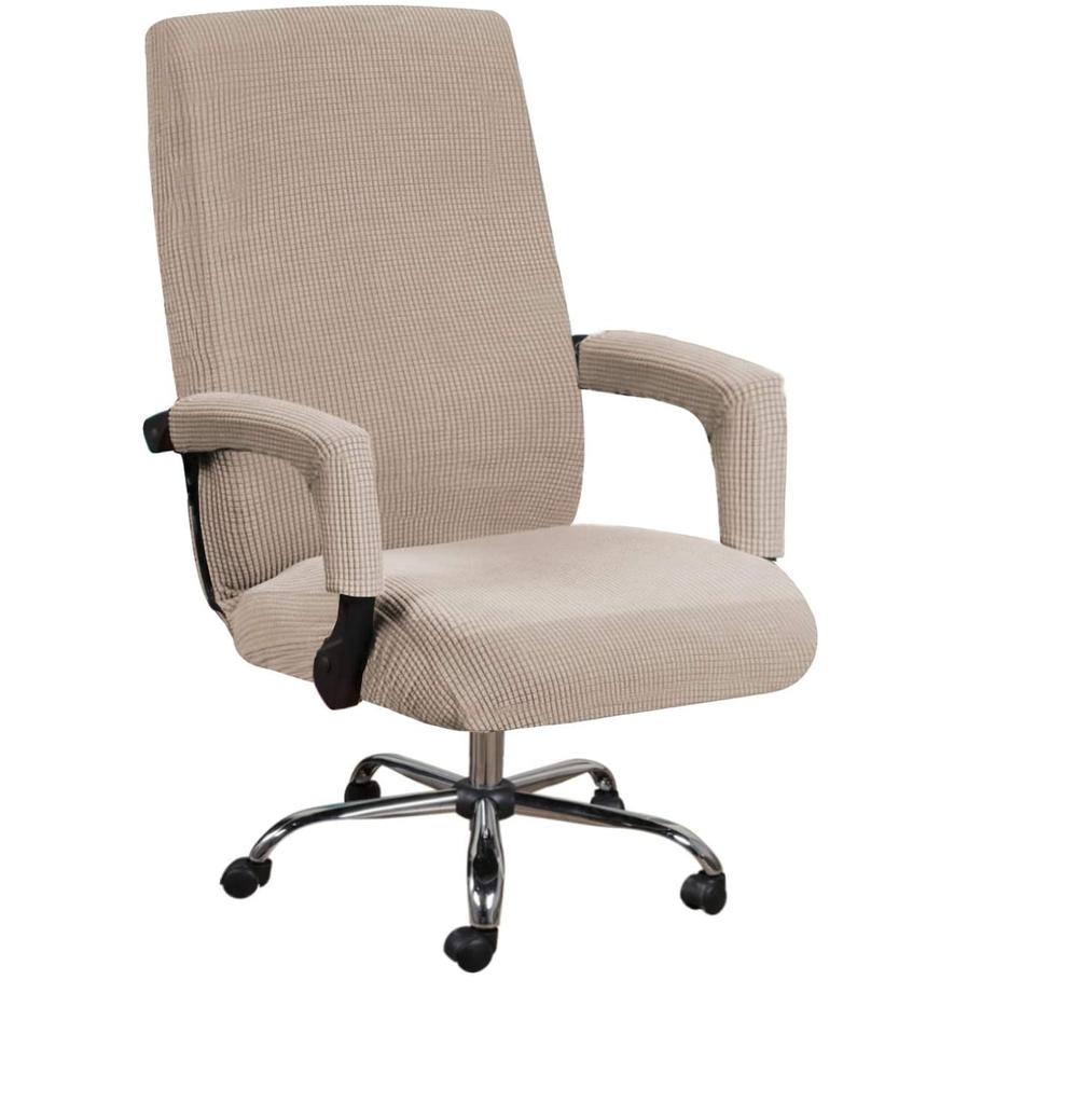 Office Chair Cover+Arm Cover Computer Seat Cover Stretch Rotating Chair Slipcover with Elastic Bottom Chair Protector for Rotating Boss Chair