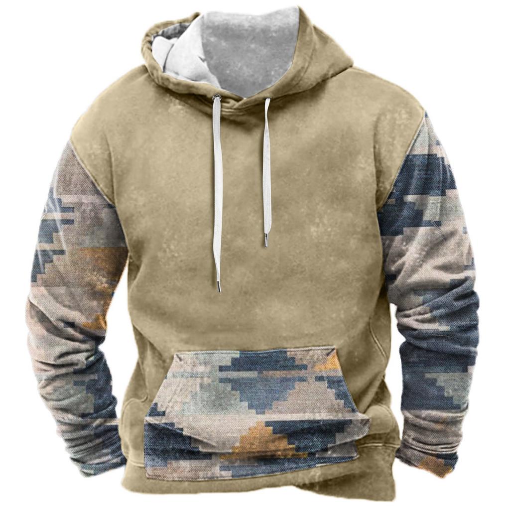 Осенний мужской свитер с большим капюшоном и цифровым принтом, новый большой базовый свитер