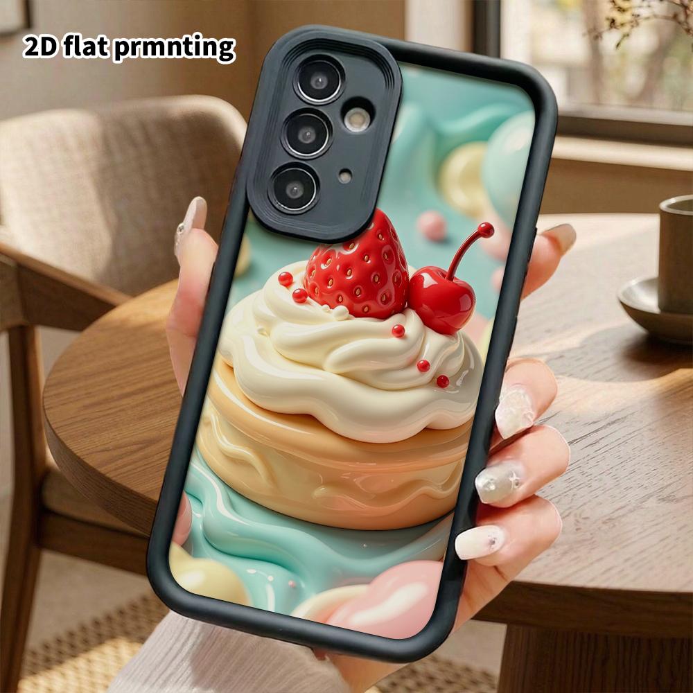 Phone Case: 2D flat, suitable for Samsung Galaxy A34 A35 M05 M06 S20 S22 S21 FE Plus 5G protective case, strawberry cherry muffin, perfect Christmas a