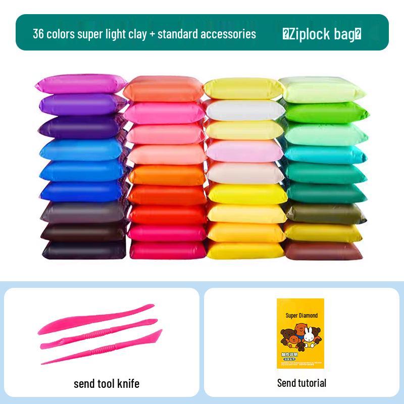 Super Light Clay: 12, 24, or 36 Color Sets for DIY Modeling, Eraser Clay, and Educational Space Clay