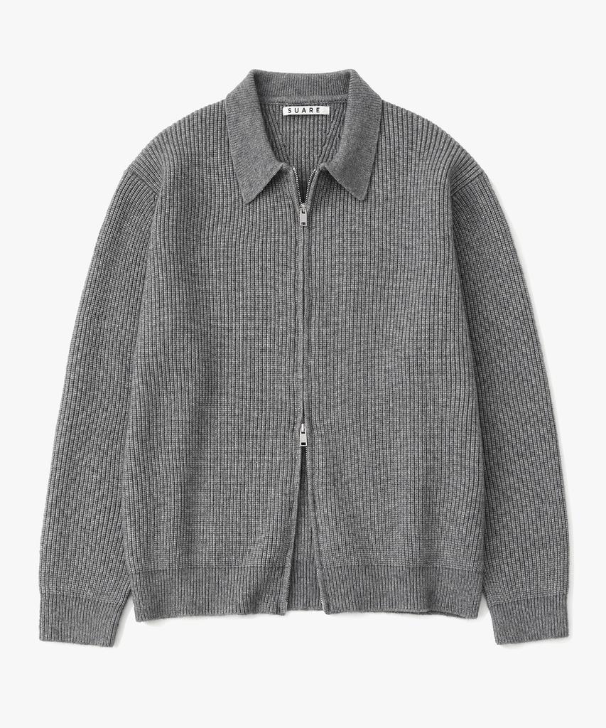 SUARE Hacci Collar Two-Way Zip-Up Knit - 7 Colors