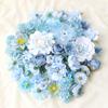 Blue Artificial Rose Flower Head Silk Fake Flowers Home Room Decor Garden Wedding Decoration Party Garden DIY Gifts Accessories