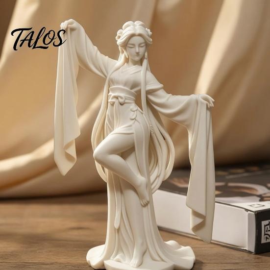 Изящная Танцовщица с Рукавами-Волнами, 3D-Печать, Древнекитайское Украшение, Элегантная Плавная Фигурка, Художественные Акценты для Чайной Комнаты, Традиционная Восточная Эстетика