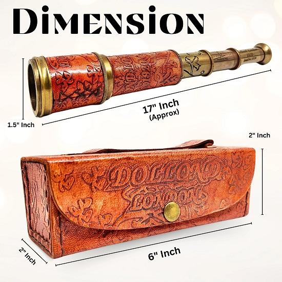 Гравируемый рабочий телескоп из латуни с кожаным футляром, пиратская подзорная труба, лодочный спорт, подарки на выпускной, подарки на годовщину
