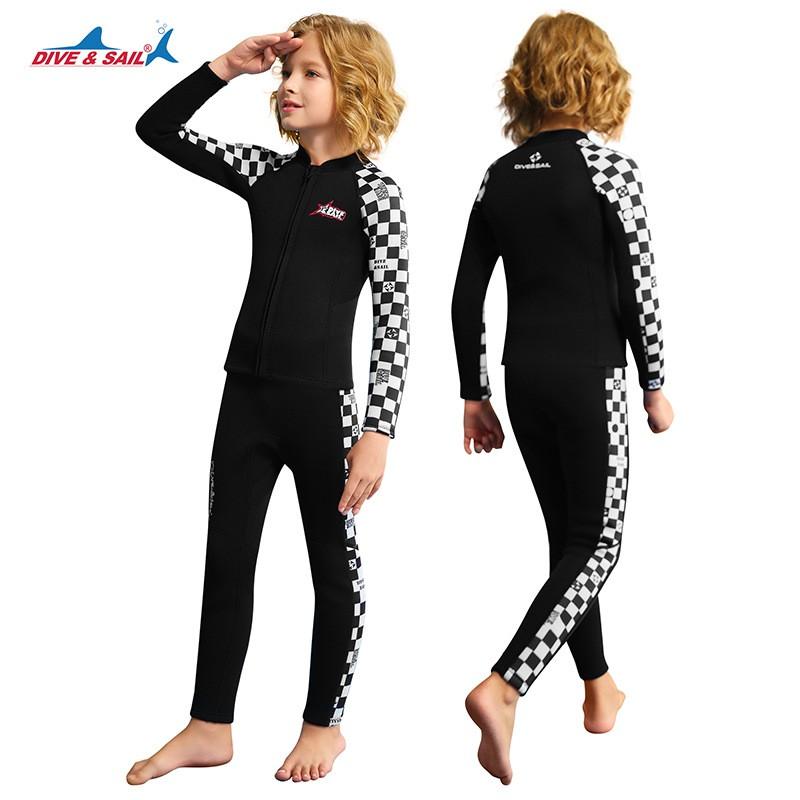 DIVESAIL 2.5mm Kids Wetsuit Set Long Sleeve Separated Thermal Dive Suit Snorkeling Surfing Swimming