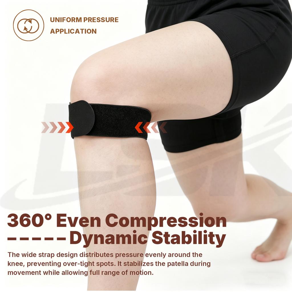 Adjustable Patellar Tendon Strap Knee Support Silicone Gel Pad Shock Absorbing Lightweight Breathable Pain Relief Running Brace