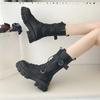 Fashion Lace-up Platform Black Women's Half High Boots New Rock Offer 2025 Ladies Mid Calf Shoes Y2k Fashion Hot Footwear On Promotion