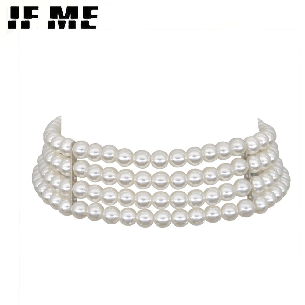 iF ME Elegant White Imitation Choker Necklace Big Round Beads Wedding Necklace for Women Charm Fashion Jewelry