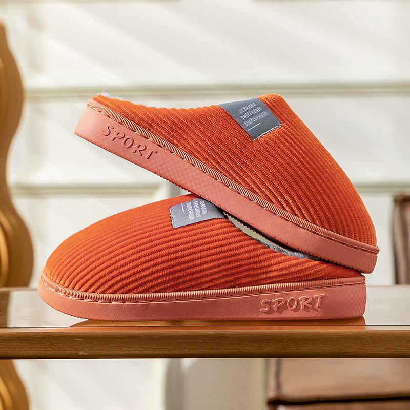 Cotton Slippers Women's Autumn and Winter Indoor Home Thick-soled Non-slip Floor Support Couple Warm Wool Shoes Confinement Shoes