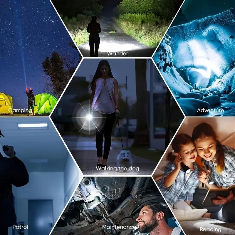 Mini 3LED Flashlight With Pen Clip,Night Walking,Portable Brightness,Rechargeable Waterproof Emergency Spotlight Outdoor Torch