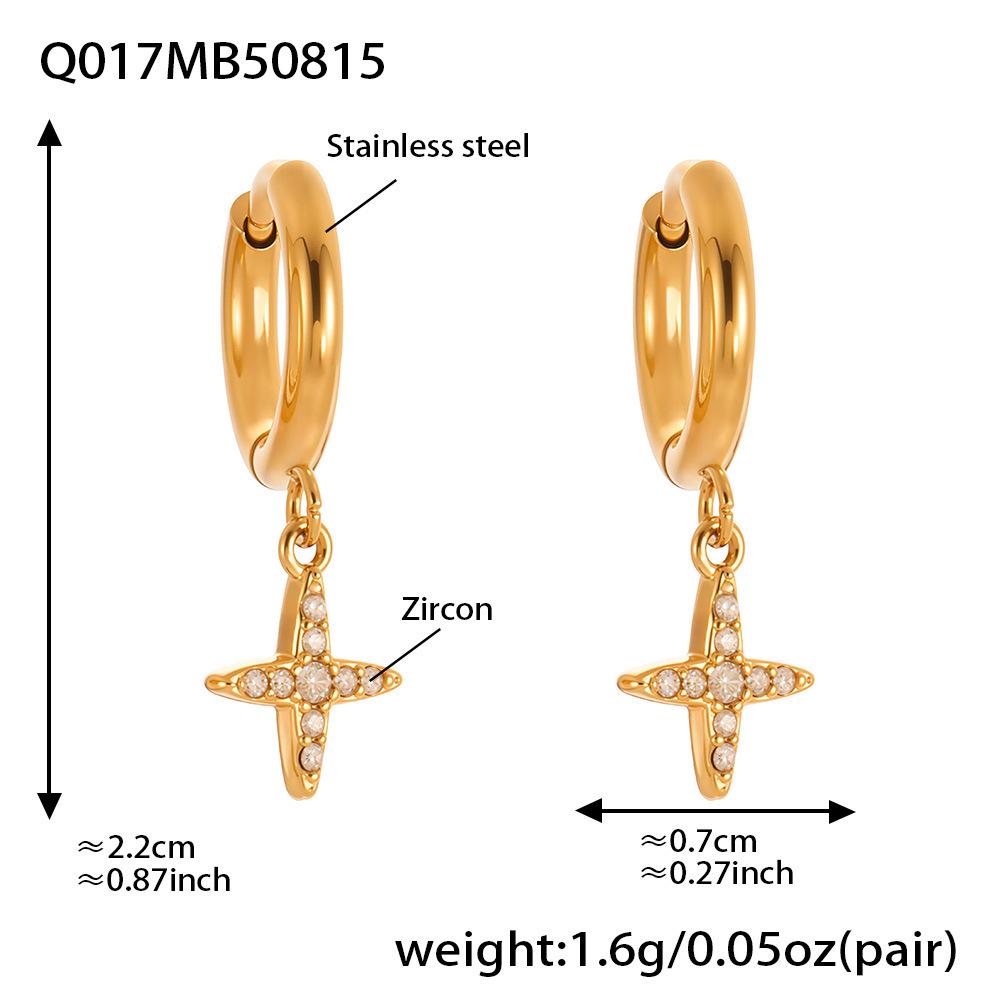 Серьги-крестики из нержавеющей стали с покрытием из 18-каратного золота и цирконами – Минималистичный роскошный стиль