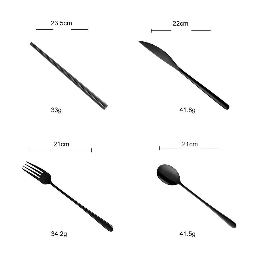 Hive Mind Nordic Cutlery Assortment Set Set of 4 Spoon, Fork, Knife, Chopsticks, (8 Pieces)