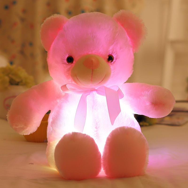 30cm LED Glowing Teddy Bear Stuffed Plush Toy Colorful Light Up Bear Christmas Holiday Gift Kids Soft Toy Accessories