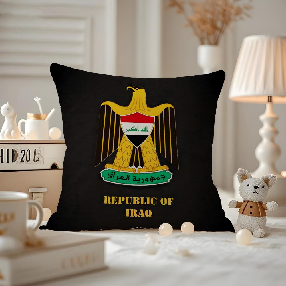 L-иракский Ирак Национальный Флаг Наволочка Антипылевой Клещ Наволочка Невидимая Молния Шелковистый Короткий Плюш Чехол на Подушку Дивана
