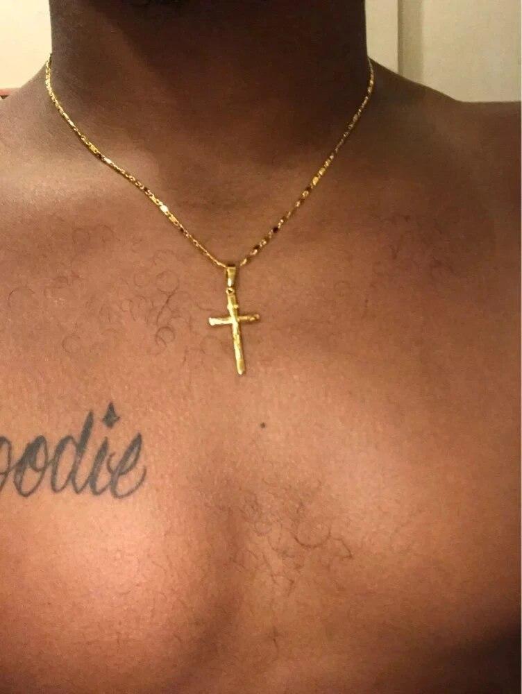 Высокое качество, ожерелье с подвеской в ​​форме креста из чистого золота для женщин и мужчин, ожерелья с наполнителем из желтого золота 24 карата, свадебные украшения, подарки