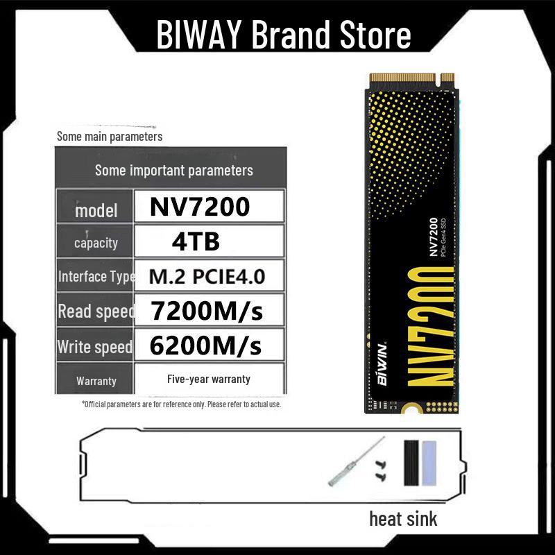 Игровая консоль Biwei 2TSSD M.2 NVMe NV7200 AI с SSD PCIe 4.0 на 1 ТБ