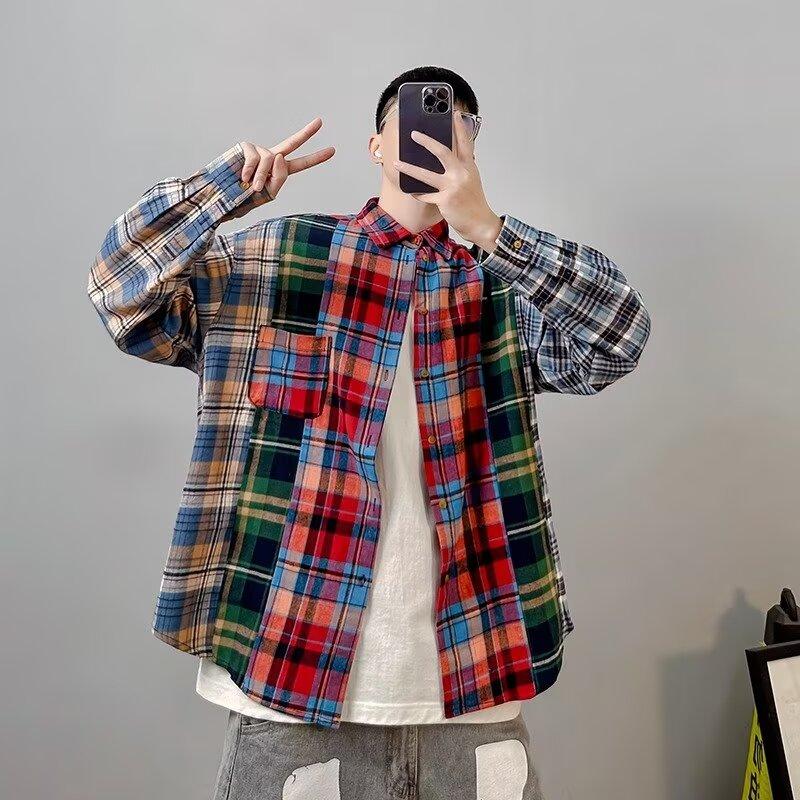Рубашка с длинным рукавом с буквенным принтом 2024 года в японском стиле в стиле Гонконга, свободная рубашка для мальчиков, летнее модное универсальное повседневное пальто
