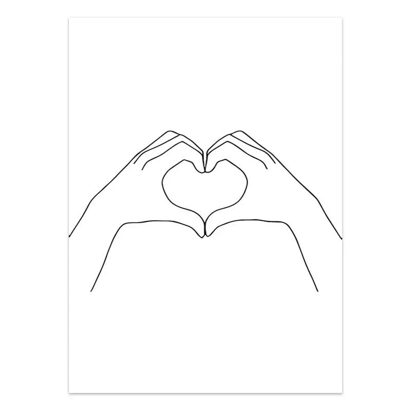 Черно-белая романтическая картина на холсте «Рука в руке» Постер Цитаты о любви Настенный принт Модное изображение Пары Влюбленные Декор комнаты