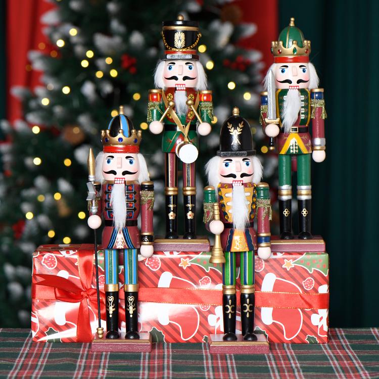 Retail 30cm Antique Pattern Christmas Soldier Nutcracker Dolls Traditional Xmas Decoration