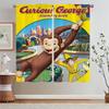 Curious George Kitchen Curtain Tiebacks Curtains for Living Room Decoration Tulle in Kitchen Curtains 2 Pieces Window Blackout