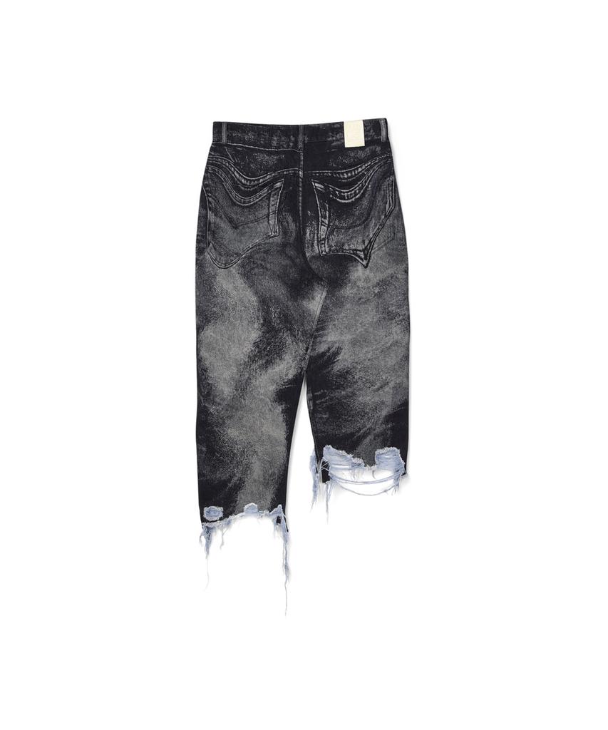 Camper Lab Distorted Denim Skirt Black-Grey