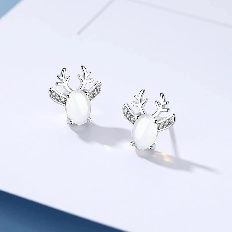 Xiaomi Huitan Sweet Women EIK Design Stud Earrings Inlaid Shining CZ Imitation Moonstone Christmas Accessories Party Fancy Jewelry