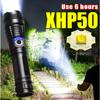 XHP50 Мощный светодиодный фонарик Высокомощный фонарь Перезаряжаемый тактический фонарик Встроенный аккумулятор 18650 Лампа для кемпинга