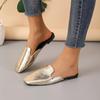 Fashion Summer Flat Shoes Women's Closed Toe Slippers New Square Toe Light Slip On Mules for Women Outdoor Ladies Causal Slides Shoes
