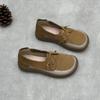 Мокасины из натуральной кожи с мягкой подошвой, женские туфли без застежек в стиле ретро с круглым носком на плоской подошве