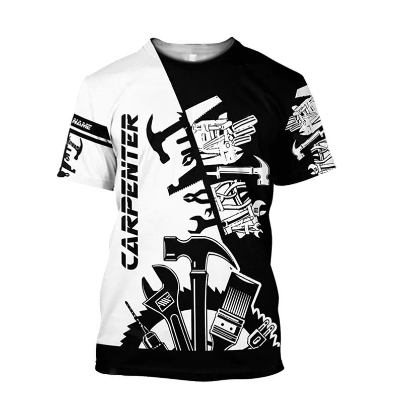 Футболка мужская плотник рабочий короткий рукав круглый вырез дышащая футболка 3d принт графические инструменты Harajuku повседневная рабочая одежда футболки
