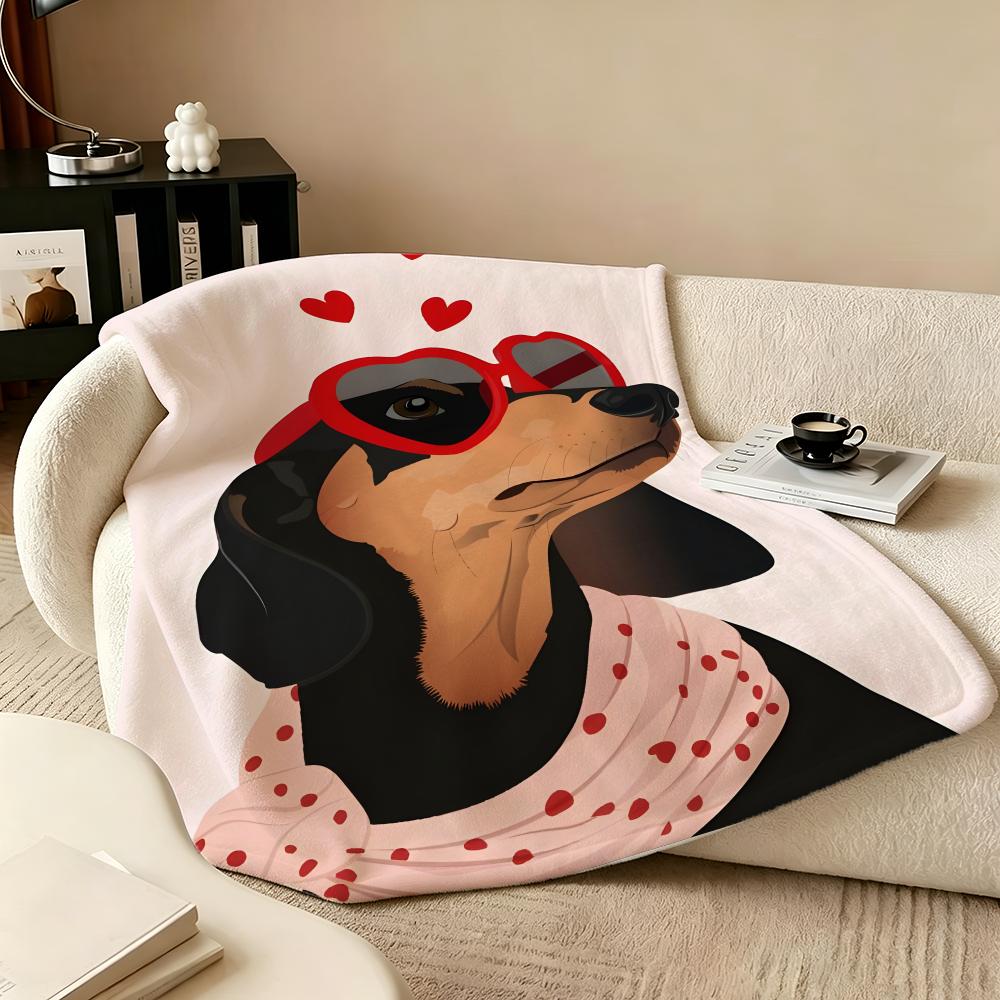 Cartoon S-Sausage dogs Throw Flannel Blanket Perfect for Sofa Office Bed Travel Sleep Read Relax Camping four season use