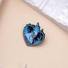 Expressive Shaped Heart Brooch With Blue Flame Cartoon Character For Trendy Accents Outfit
