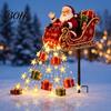 Waterproof Yard Stake Lighting Santa Sleigh Figurine Light, Solar Powered Christmas Garden Festive Walkway for Winter Pouring Gifts Stars Light