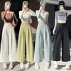 New Spring and Summer Wash Cotton Slimming Nine-point Wide-leg Pants Versatile and Refreshing Loose Small Casual Pants for Women