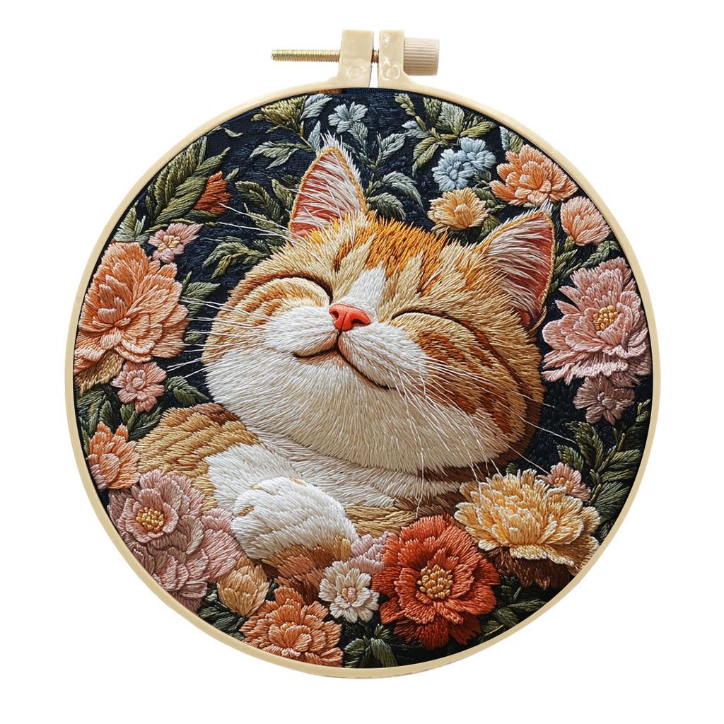 1 шт. Набор для вышивания с рисунком кошки, сделай сам, из ткани, для рукоделия, с инструментами