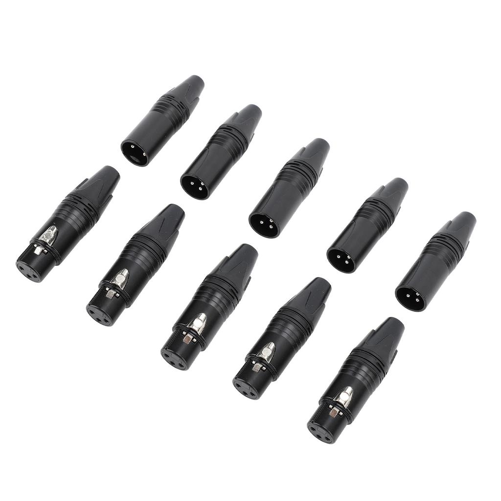 10pcs XLR Connector Professional 5 Male 5 Female High Conductivity Replacement XLR Plugs for Sound