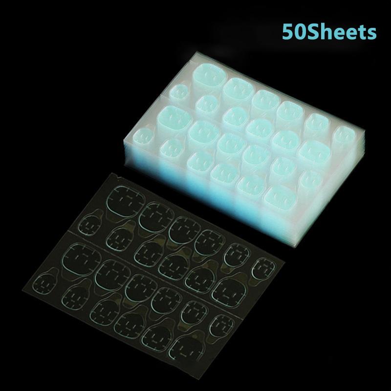 50 листов Двусторонняя клейкая лента Клей Наклейка Клей для накладных ногтей Для типсов накладных ногтей Прозрачная Желейная подушечка Накладные ногти Маникюр