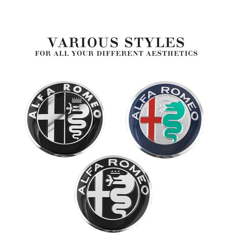 Hub Caps 4Pcs Car Wheel Stickers 56mm Auto Center Hub Cap Decal For Alfa Romeo 156 159 147 4C 8C 166 Giulia Giulietta Mito StelvNV6