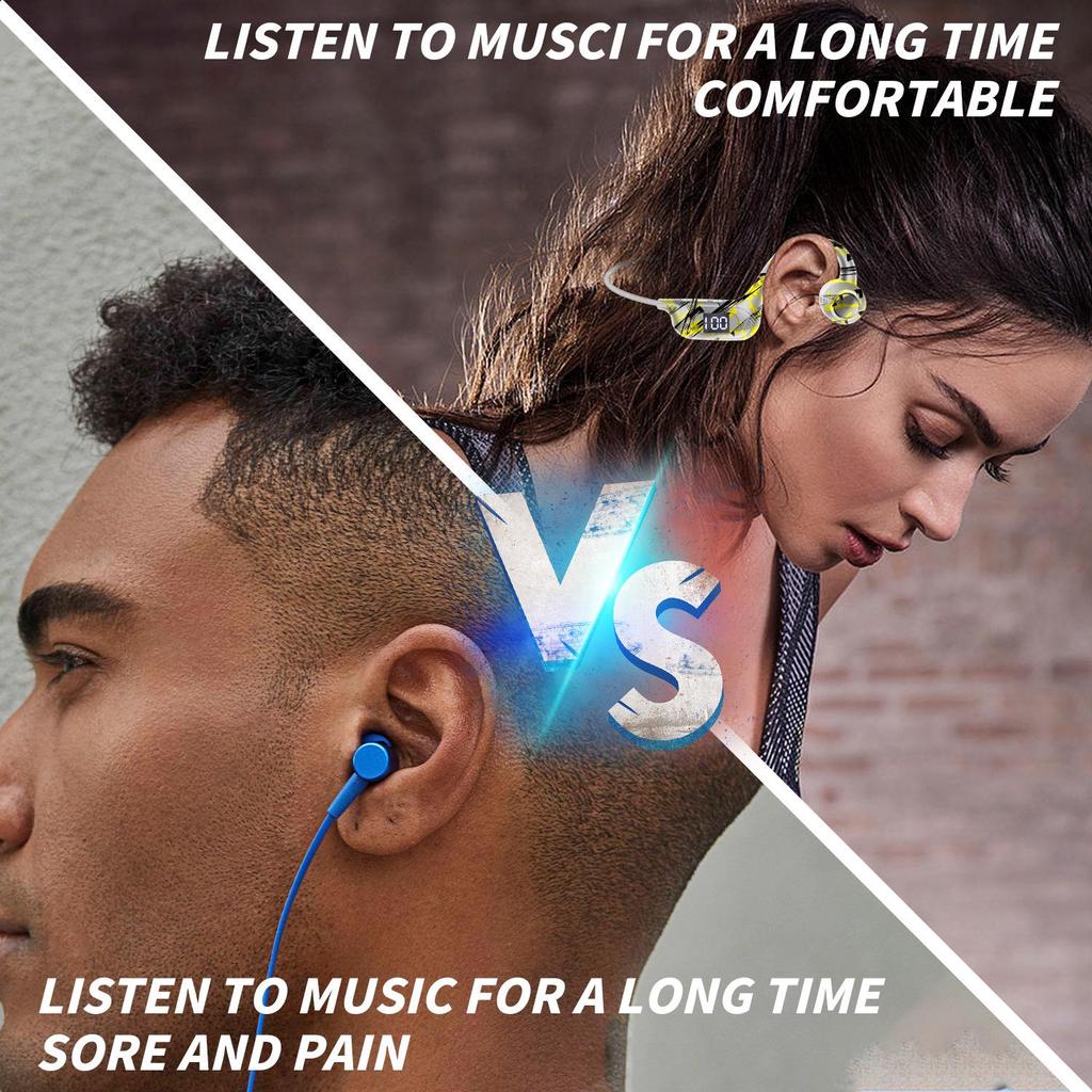 AKZ-G9 Вибрационные Bluetooth-наушники с костной проводимостью, слотом для карты, цифровым дисплеем, дизайном на шею и долгим временем работы от аккумулятора.