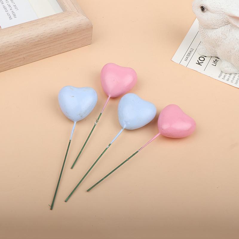 10Pcs 3D Heart Shape Cake Topper Gold Silver Pink Blue Ball Happy Birthday Diy Cupcake Flag Christmas Wedding Party Decoration