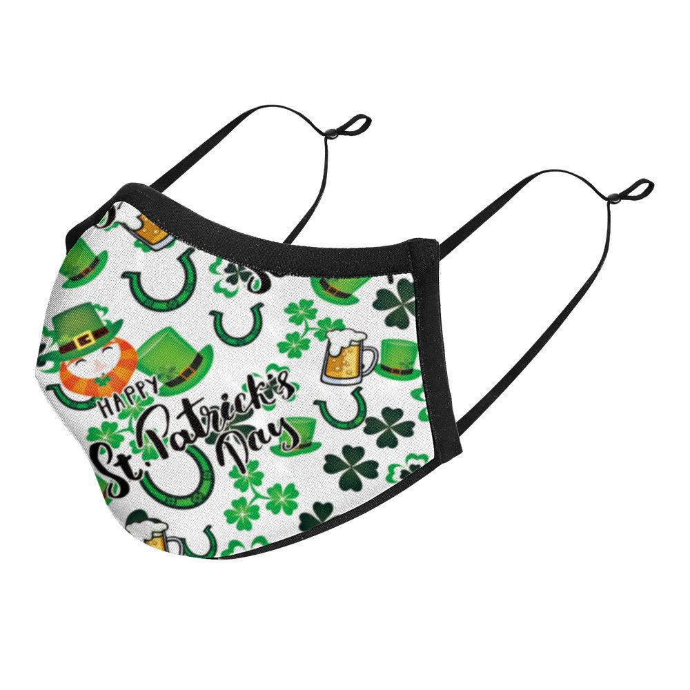 Irish Festival Shamrock Print Sun Protection Breathable Face Mask - Adult Double Layer