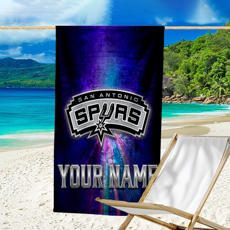 Custom Name Beach Towel Antonio Spurs Logo Beach Towel, Soft Microfiber, Gift for Her/Him, Birthday, for Pool, Beach, Travel, Fan gifts